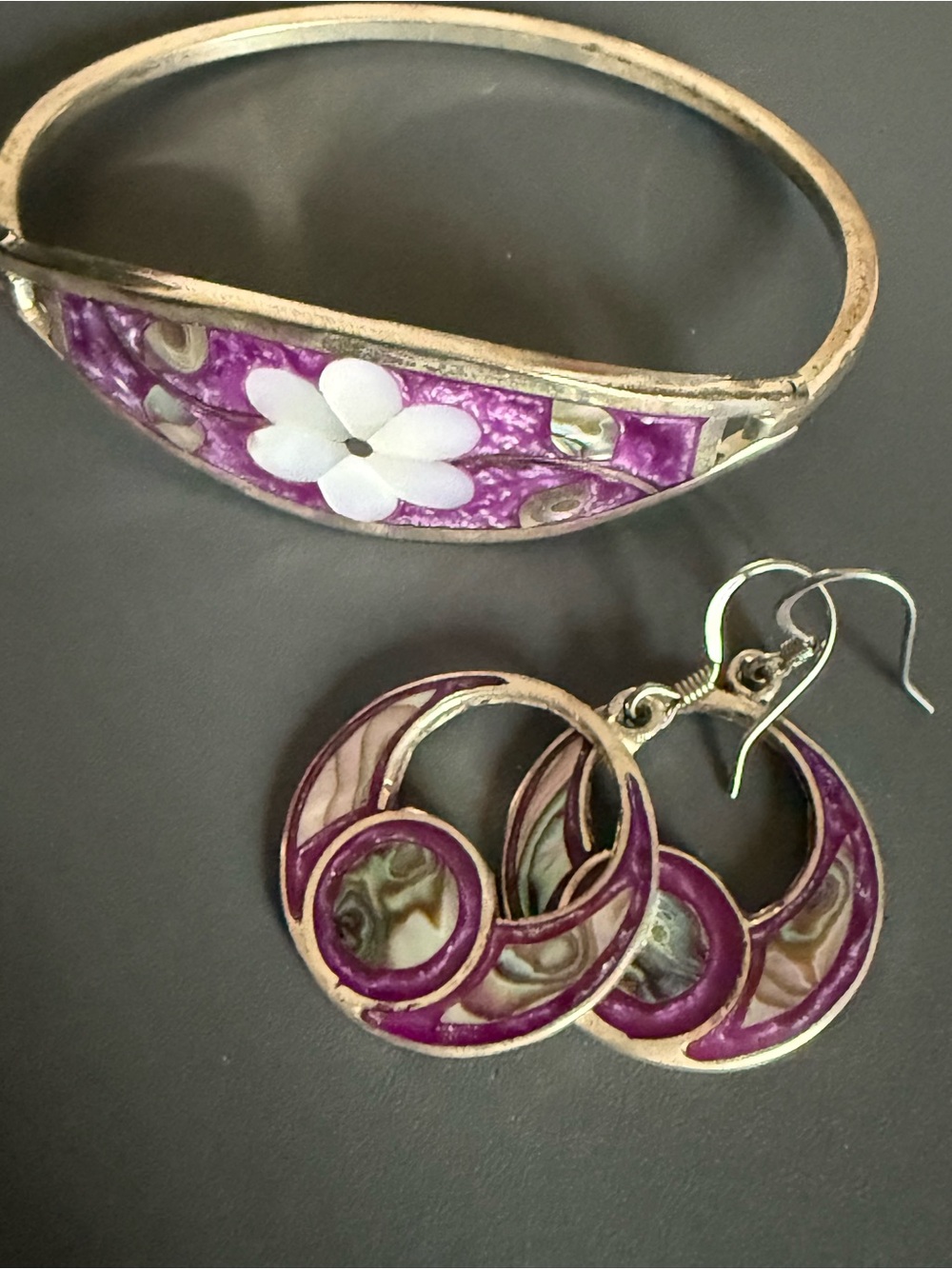 Vintage Mexican Alpaca Silver Bracelet & Earrings